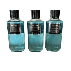 Bath & Body Works Men's Ocean (Cypress,Vetiver) 3 in 1 Hair, Face & Body Wash x3